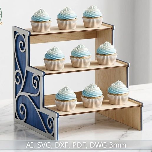 3-Tier Cupcake Stand Laser Cut 3mm
