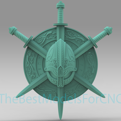 Knight-Shield-With-Helmet.png Modèle 3D Fichier STL pour CNC Router Laser & 3D Printer Bouclier de chevalier avec casque