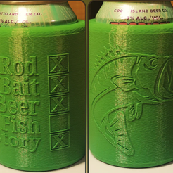 Rod-Bait-Beer.png STL file Fishing Checklist Beer Can Koozie / Holder・Model to download and 3D print