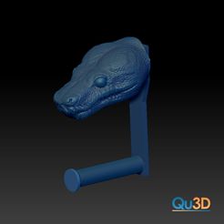 STL-00065-Toilettenpapier_Halter-für-Corallus-Kopf.jpg STL file Toilet paper holder with Corallus caninus head・3D print object to download