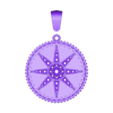 Cluster-Star-8point-Notched-pattern-coin-pendant.STL Pendant diamond 8 point star coin with bail 3D print model