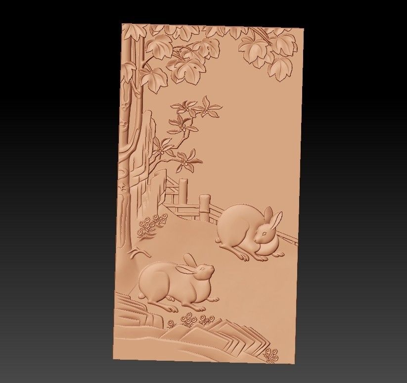 rabbits1.jpg Free STL file bas-relief of rabbits・Template to download and 3D print, stlfilesfree