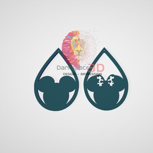 Mix Mickey Minnie earrings 3D model