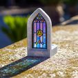 IMG_1359_.jpg Fichier STL Fenêtre du temple avec vitrail de Zelda - Porte-bougies・Modèle à télécharger et à imprimer en 3D