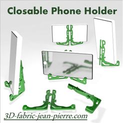 Closable_holder_render_title_Lt.jpg STL file Closable Phone Holder・Design to download and 3D print