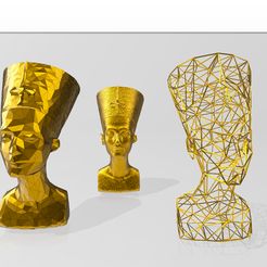 1.jpg Bust of Nefertiti - LowPoly - Wireframe 3D Model Print