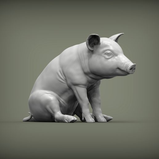 Baby-pig-sitting4.jpg Baby pig sitting 3D print model