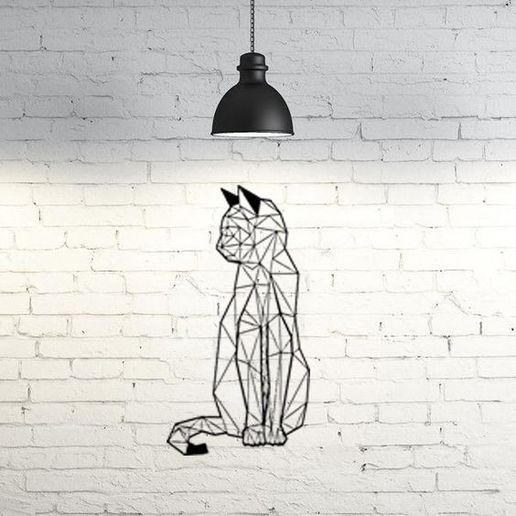 Cat wall sculpture 2D 3D model