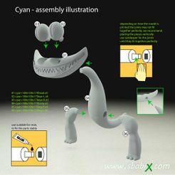 ciano-3d-printer-assembly-illustration.jpg Cyan – Rainbow Freinds – 3d printer assembly miniature Stl model – 180 mm tall – best quality – 4k