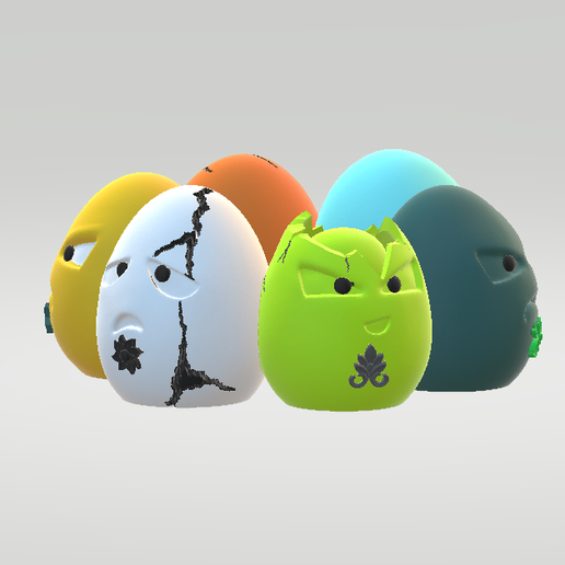 Cute Colorful Eggs with Different Faces
