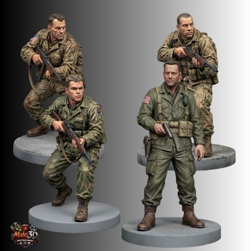 🎖️ SAVING PRIVATE RYAN – 4 SURVIVORS STL BUNDLE + ZOMBICIDE V2 CARDS