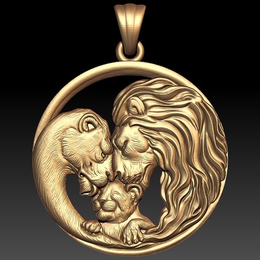 Lions Family Pendant 3D print model 3D model