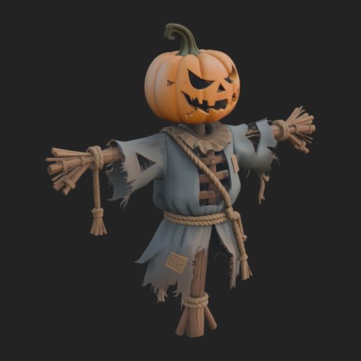 Pumpkin Scarecrow Statue Design 10 - 3D Print Model