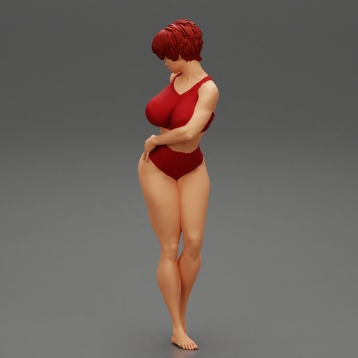 P, Y Fichier 3D Belle femme brune aux cheveux courts portant un bikini Mode d'impression 3D・Plan pour imprimante 3D à télécharger, 3DGeshaft