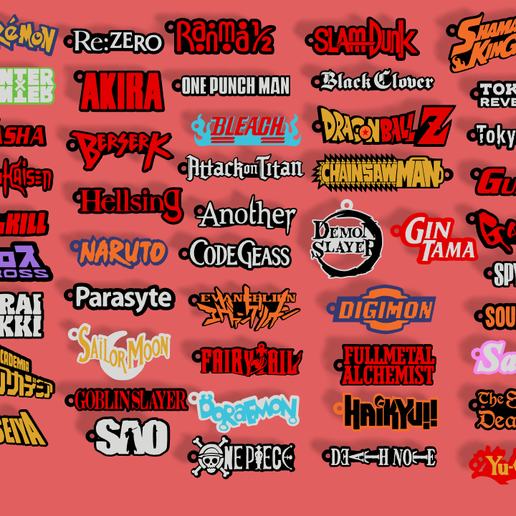🎌 50 Anime Logo Keychain Pack - The Ultimate Collection