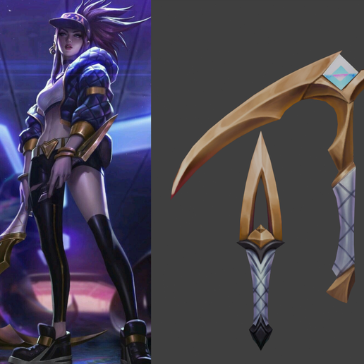 🔫 League of Legends - KDA Akali Weapon Set - Kama & Kunai - Cosplay ...