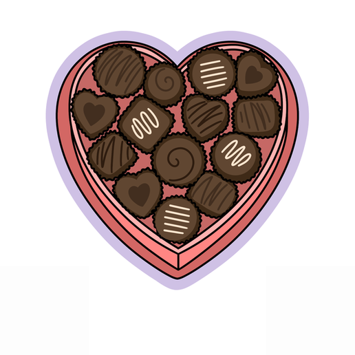 Heart Chocolate Box Cookie Cutter STL – 2 Inch Valentine Candy Shape Cutter
