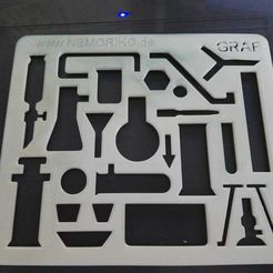 Print.jpg Free OBJ file Nemoriko´s : Chemie Schablone - Chemistry template pattern・3D printer design to download