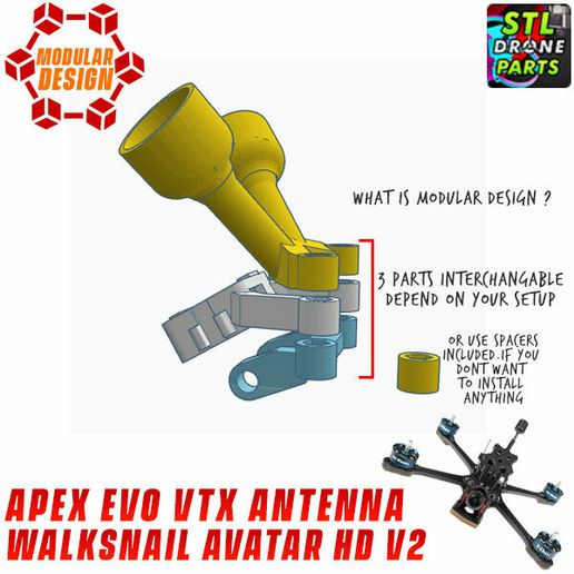 walksnail-avatar-hd-v2-antenna-apex-evo-2.jpg IMPULSERC APEX EVO 5,6,7 VTX MOUNT Walksnail Avatar HD V2