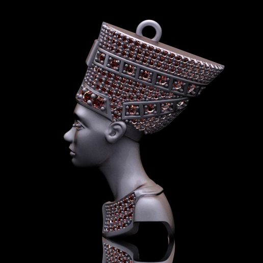 Egyptian Pharaoh Nefertiti Luxury Half Pendant STL