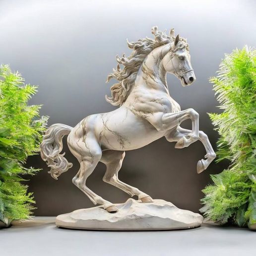 🐎 Majestic Rearing Horse Statue・ STL File for 3D printing・Cults