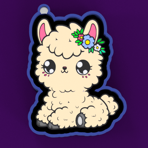 🦙💖 Cute Llama – Freshie, Keychain & Resin Mold - 3D model önizlemesi