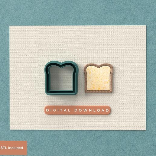 Polymer Clay Cutter Bread Slices | 5 Sizes |3 Versions cut | Digital STL for 3D Printing