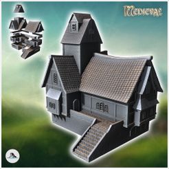 1-PREM.jpg Casa con gran escalera de acceso y múltiples ventanas (31) - Medieval Edad Media 28mm 15mm RPG Comarca
