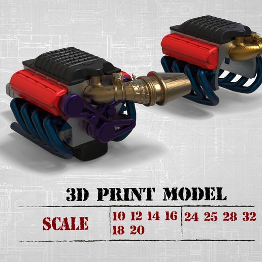 🚚 3D printable model ENGINE rccar or truck・ 3D File for ・Cults