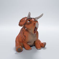 Trike_sitting_1-copy.jpg STL-Datei Triceratops sitzender niedlicher Dino - vorgestützt・3D-druckbares Modell zum Herunterladen