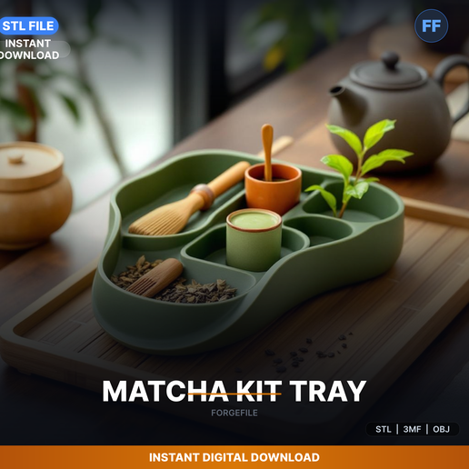 Matcha Preparation Tray Organizer, Holds All Tools, Tea - 3D Printable STL File