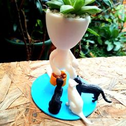 1.jpg 3MF file Robert Animalista flowerpot with cats・3D print design to download