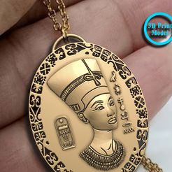 nefertety-B-8.jpg Fichier STL Pendentif Reine Néfertiti・Idée pour impression 3D à télécharger