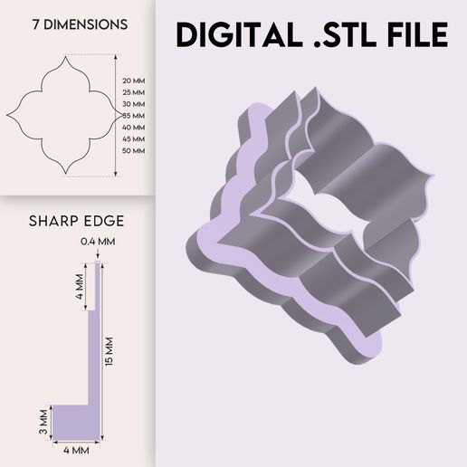 Diapozitiv117.jpg Floral Ornament Shape Polymer Clay Cutter | STL Digital File