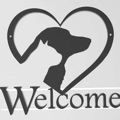 dog-cat-welcome-sign.jpg STL file Cat and Dog Welcome art sign・3D printable model to download