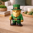 5.png Lucky Leprechaun Duo STL File | Low Poly St. Patrick's Day 3D Print Bundle | Irish Gnome Figurines (With & Without Cane)