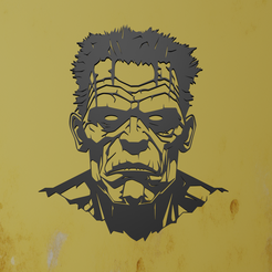 Frankenstein-1-2.png STL-Datei Frankenstein Wandkunst・3D-Druckvorlage zum Herunterladen