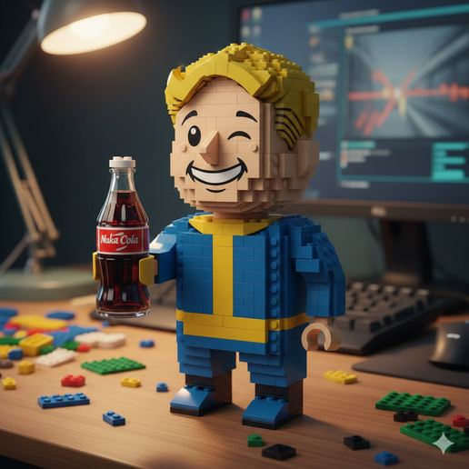 Lego Vault Boy With Nuka Cola Minifigure - Fallout