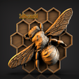 1.png bee making honey STL model, CNC router engraver, artcam, aspire, cnc files, wood, art, wall decor, CNC