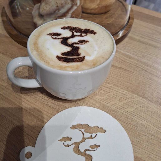 Coffee Art Stencil - Bonsai Tree 3D model