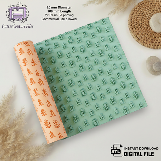 Christmas Tree Pattern | Hand Drawn Xmas Texture | Scandinavian Holiday Texture (Digital STL File) #067