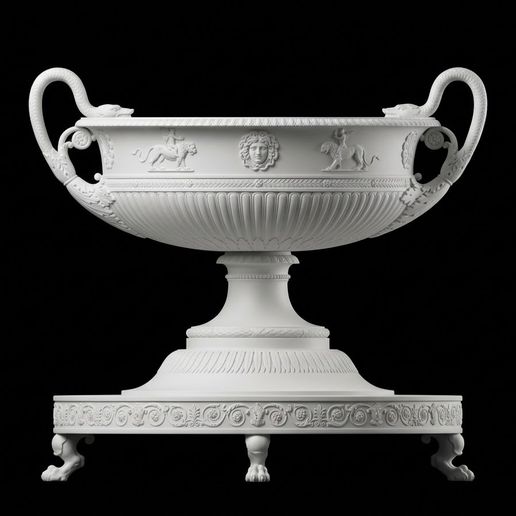 (11 Inches) Neoclassical Planter with Serpent Handles and Medusa Mask