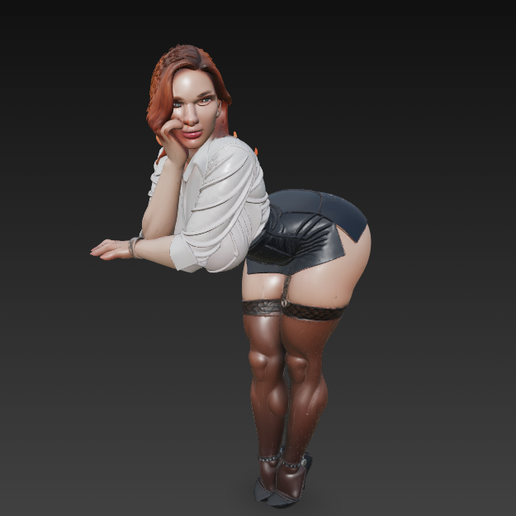 SEXY BUSTY MILF black sotckings lingerie Leaning secretary NSFW CURVY  BBW GIRLFree 3D File for 3D printingCults