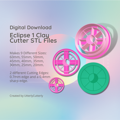 Cover-7.png 3D file Eclipse 1 Clay Cutter - Moon Sun Celestial STL Digital File Download- 9 sizes and 2 Earring Cutter Versions, cookie cutter・Model to download and 3D print