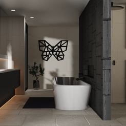 bathroom.png Fichier STL gratuit Papillon low poly art mural・Plan pour imprimante 3D à télécharger