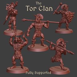 Tor_Clan_Set_3.png STL-Datei Der Tor-Clan - Kriegsbande von 5 Urkrieger-Höhlenmenschen aus der Steinzeit・Design für 3D-Drucker zum herunterladen