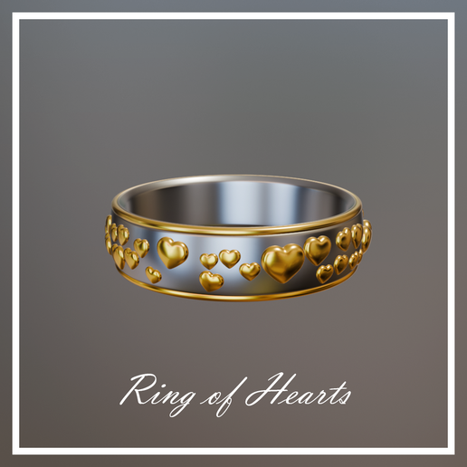 Ring of Hearts, Embossed / Debossed Band Ring - STL FILE