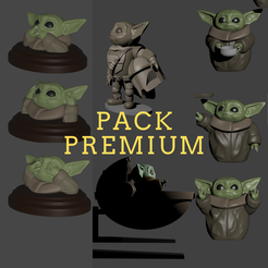 PACK PREMIUM (1).png STL-Datei Baby Yoda - the mandalorian pack・Design zum Herunterladen und 3D-Drucken, Aslan3d