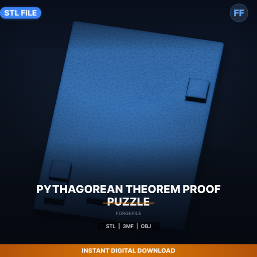 Pythagorean Theorem Proof Puzzle - 3D Printable STL File