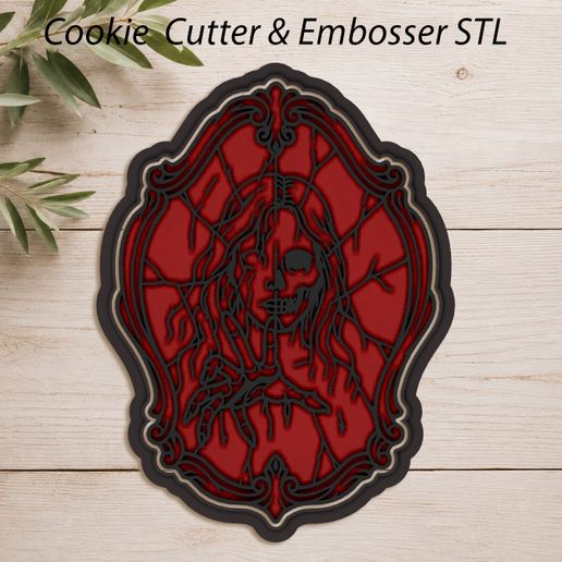 Halloween Ghost Skeleton Woman Cookie Cutter & Embosser STL – Gothic Mirror